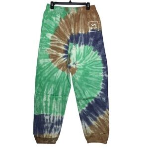 RVCA All The Way Joggers Pant’s Women’s Size L Tie Dye High Rise Side Pocket’s